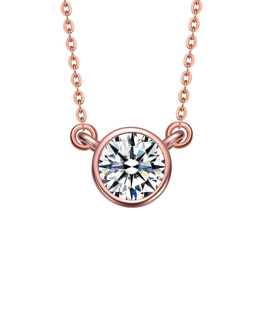 Shop Genevive 18k Rose Gold Plated Cz Necklace