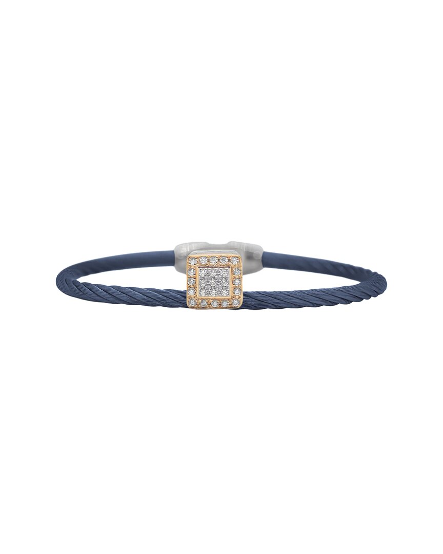 Alor Classique 18k Rose Gold 0.16 Ct. Tw. Diamond Cable Bangle Bracelet In Black