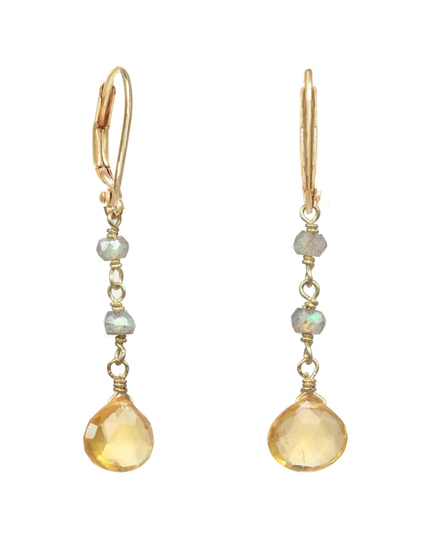 Rachel Reinhardt Gold Over Silver Gemstone Delicate Drop Earrings