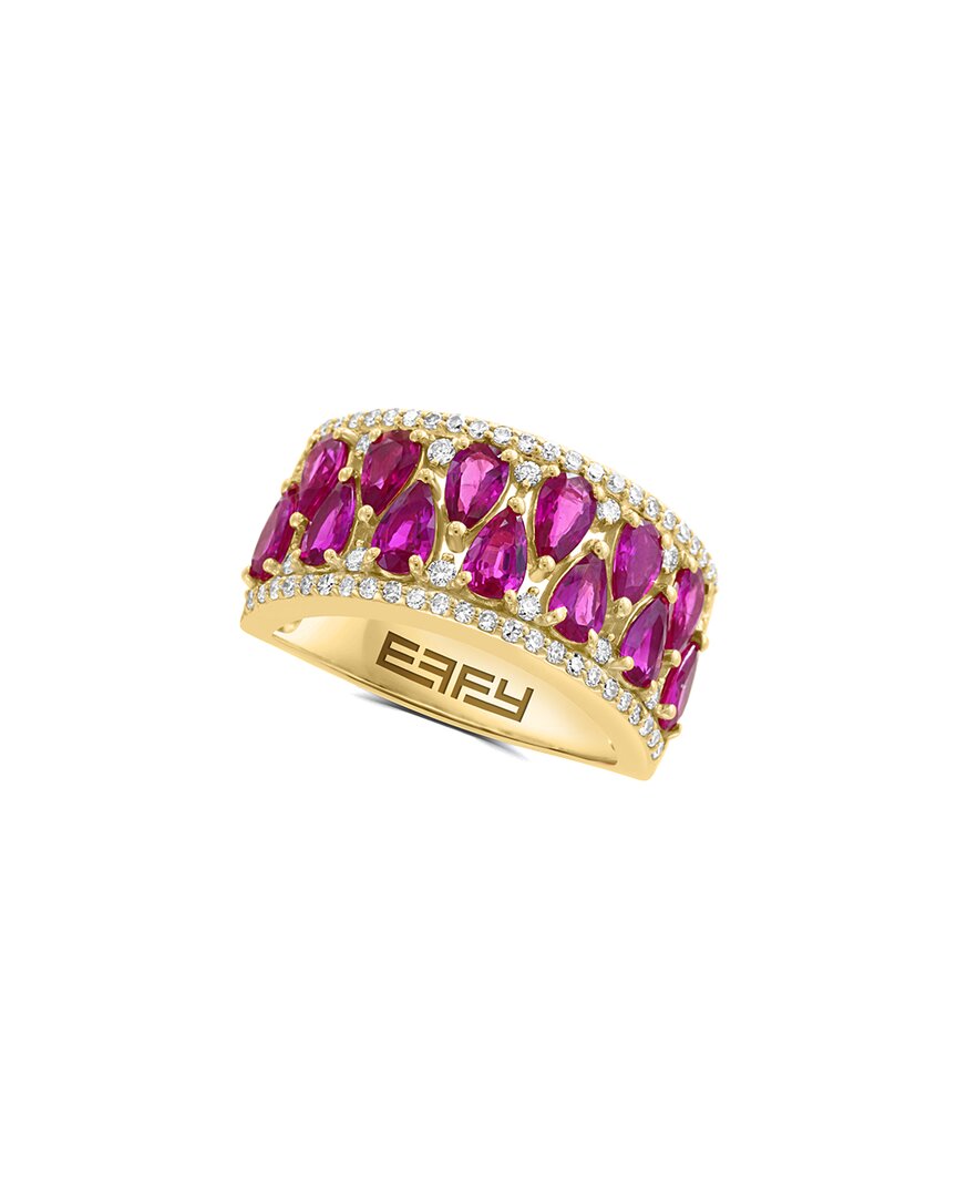 Effy Fine Jewelry 14k 4.08 Ct. Tw. Diamond & Ruby Ring In Gold