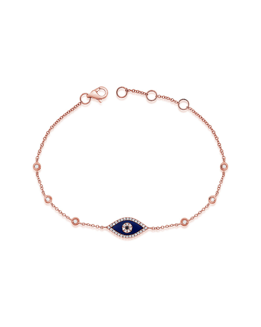 Sabrina Designs 14k Rose Gold 0.16 Ct. Tw. Diamond & Lapis Evil Eye Bracelet