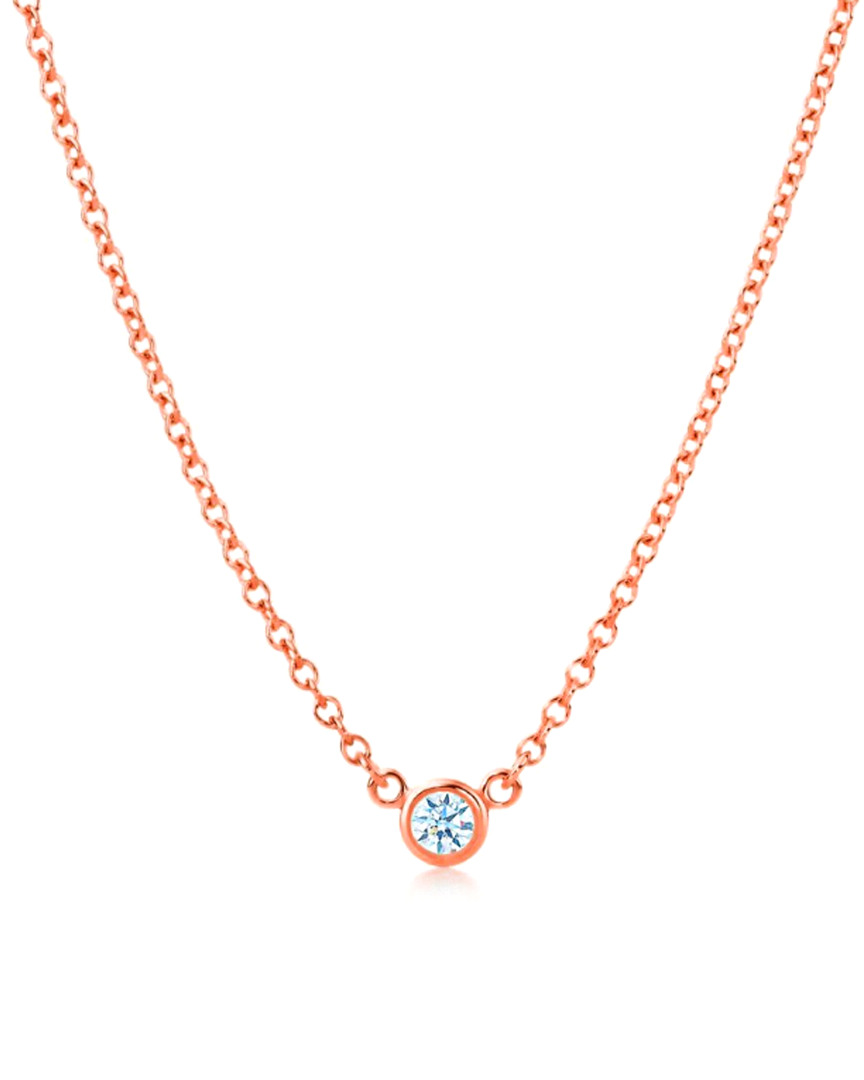Suzy Levian 14k Rose Gold 0.15 Ct. Diamond Solitaire Necklace