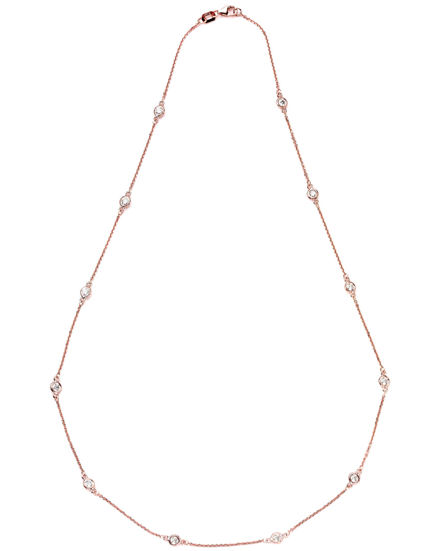 Suzy Levian 14k Rose Gold 1.30 Ct. Tw. Diamond Station Necklace
