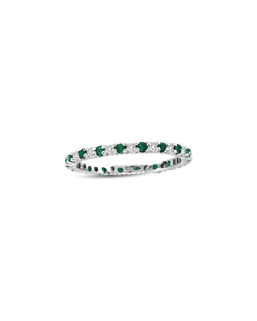 Shop Suzy Levian 14k 0.55 Ct. Tw. Diamond & Emerald Eternity Ring
