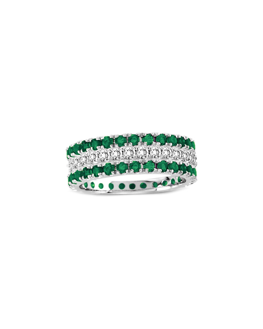 Suzy Levian Set Of 3 14k 1.82 Ct. Tw. Diamond & Emerald Eternity Rings