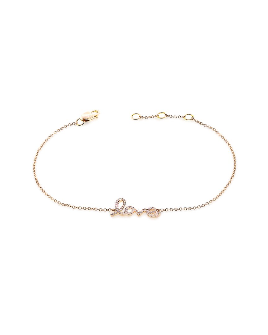 Sabrina Designs 14k 0.11 Ct. Tw. Diamond Love Chain Bracelet In Gold