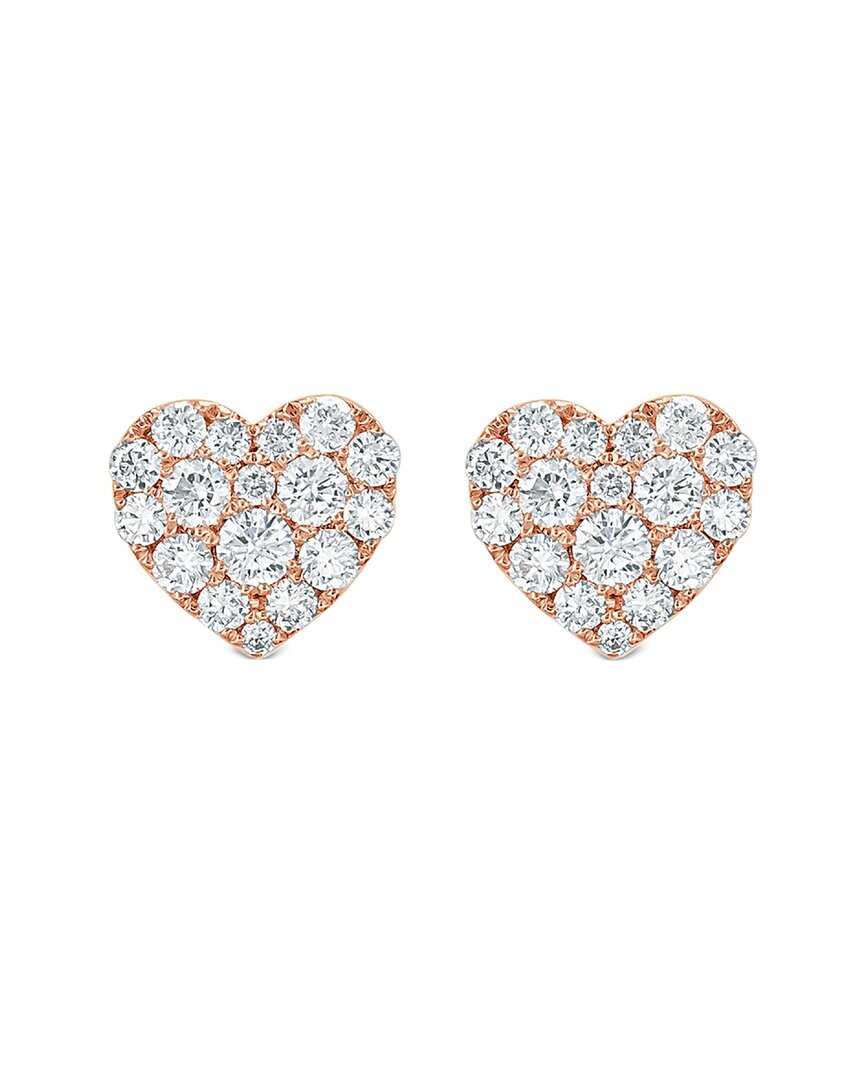 Sabrina Designs 14k Rose Gold 0.67 Ct. Tw. Diamond Heart Studs