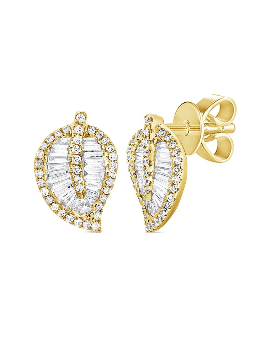 Sabrina Designs 14k 0.65 Ct. Tw. Diamond Leaf Earrings In Gold