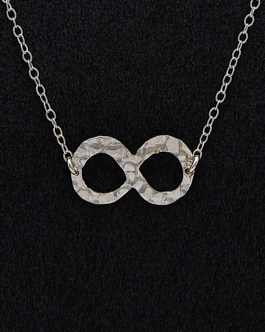 Italian Silver Hammered Infinity Necklace