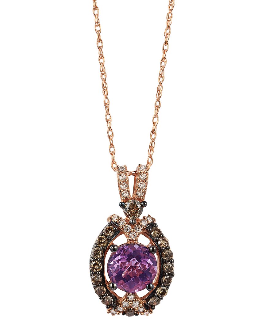 Le Vian ® 14k Strawberry Gold 1.07 Ct. Tw. Diamond & Amethyst Pendant Necklace