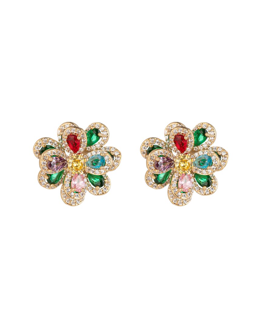 Eye Candy La Women's Luxe Rainbow Floral Goldtone & Crystal Stud Earrings