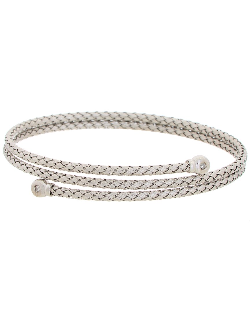 Meshmerise 18k Rose Gold Vermeil 0.04 Ct. Tw. Diamond Mesh Bangle In White