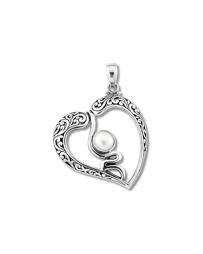 Samuel B. Silver Pearl Heart Pendant In Silver