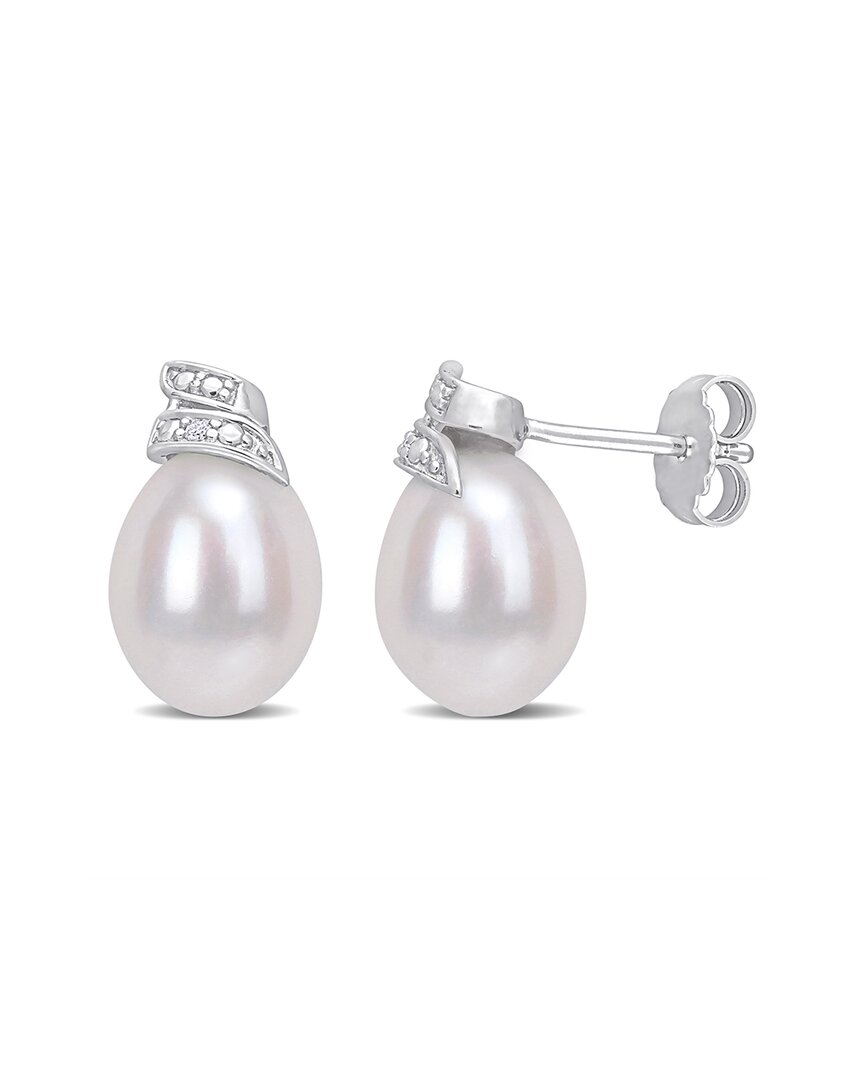 Rina Limor Silver 6.5-7mm Pearl Swirl Earrings