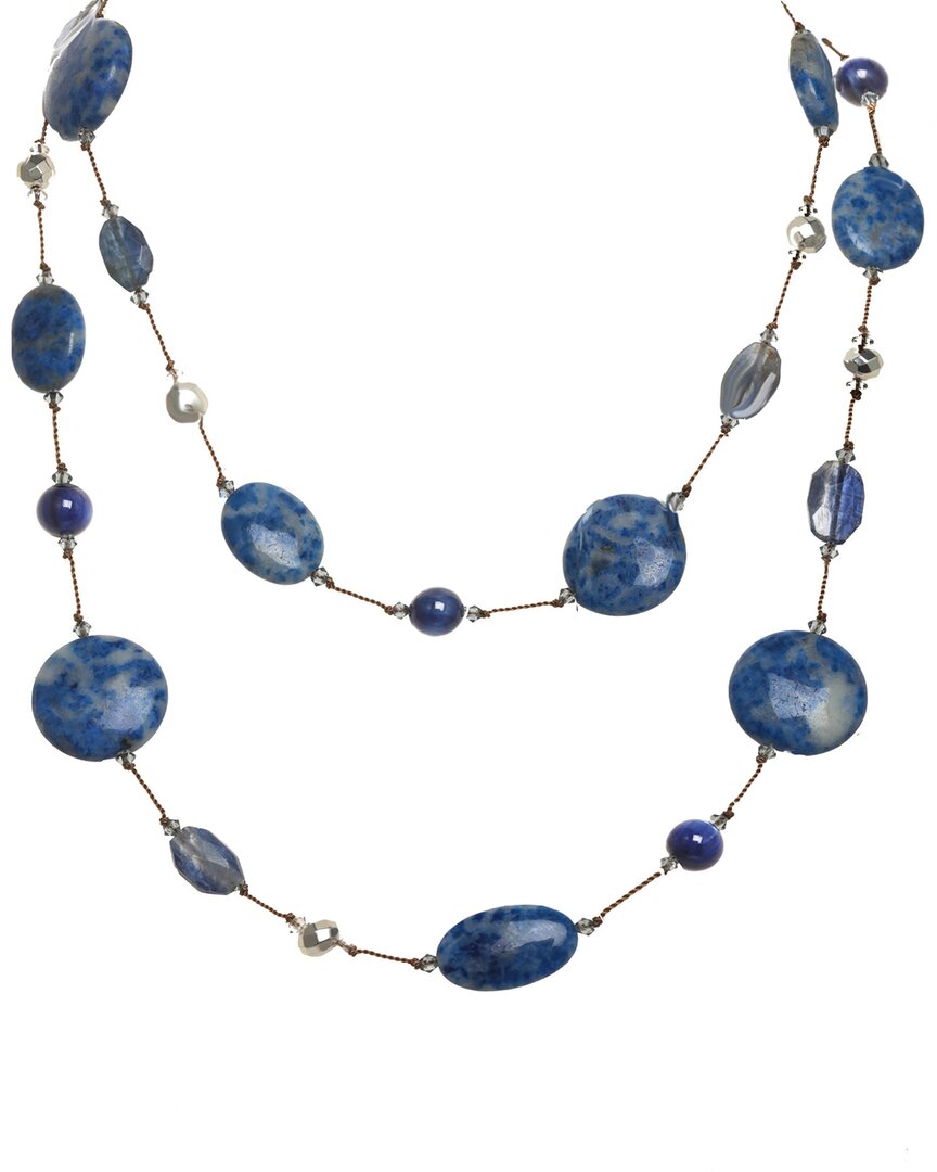 MARGO MORRISON MARGO MORRISON SILVER LAPIS COMBINATION, KYANITE, PYRITE NECKLACE