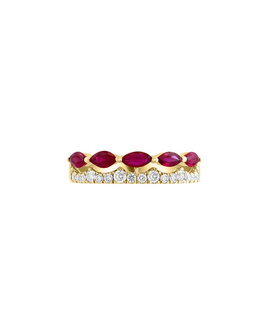 Effy Fine Jewelry 14k 1.11 Ct. Tw. Diamond & Ruby Ring In Gold