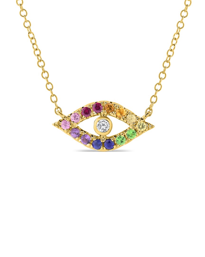 Sabrina Designs 14k 0.30 Ct. Tw. Diamond & Sapphire Evil Eye Necklace