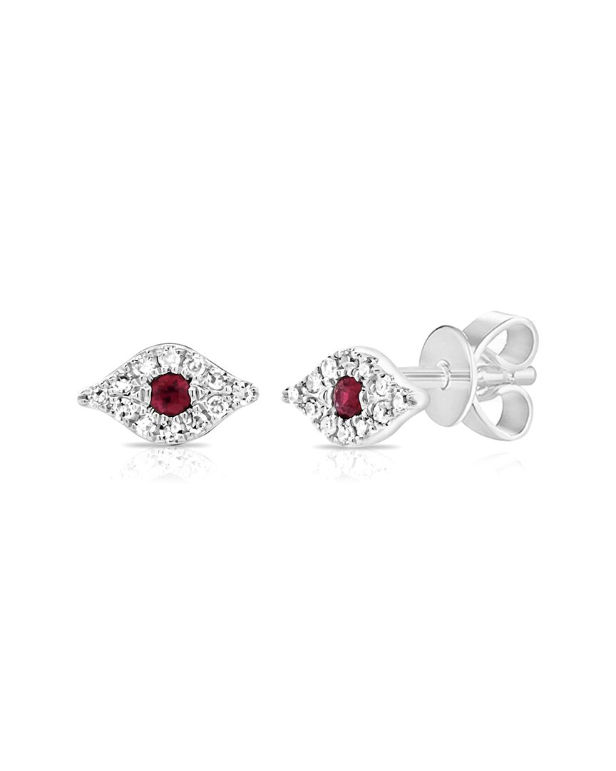 Sabrina Designs 14k Gold & Diamond Ruby Evil Eye Studs