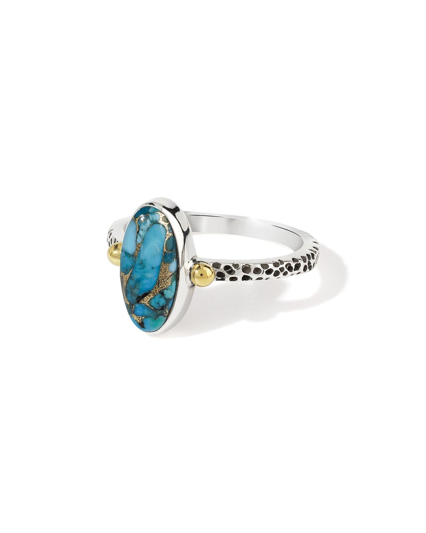 Tiramisu Silver 2.10 Ct. Tw. Blue Copper Turquoise Statement Ring In Blue