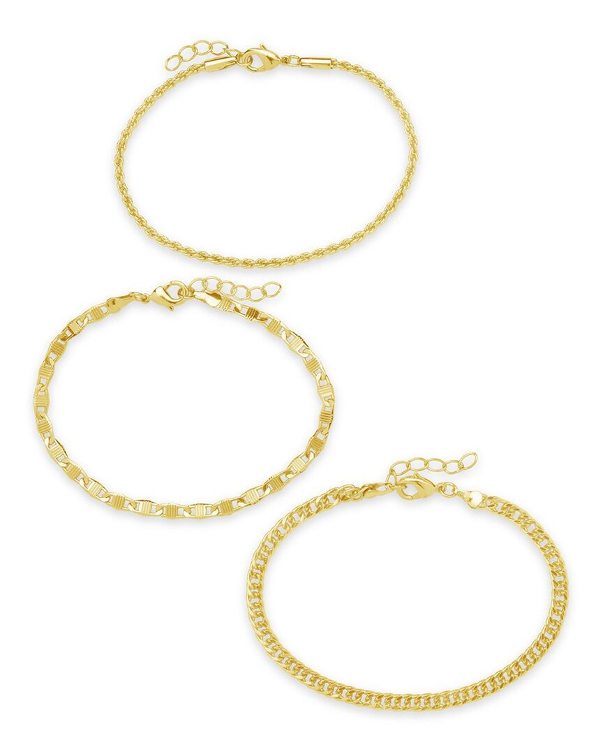 Shop Sterling Forever 14k Plated Bold Chain Set Of 3 Bracelets