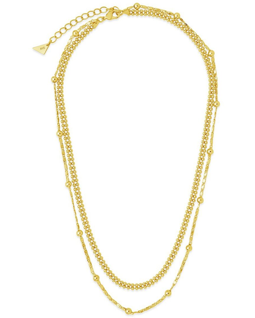 Sterling Forever 14k Plated Layered Beaded Chain Necklace