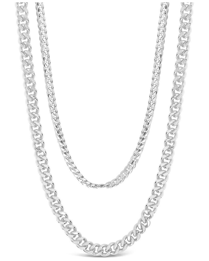 Sterling Forever Rhodium Plated Everyday Layered Curb Chain Necklace In Burgundy