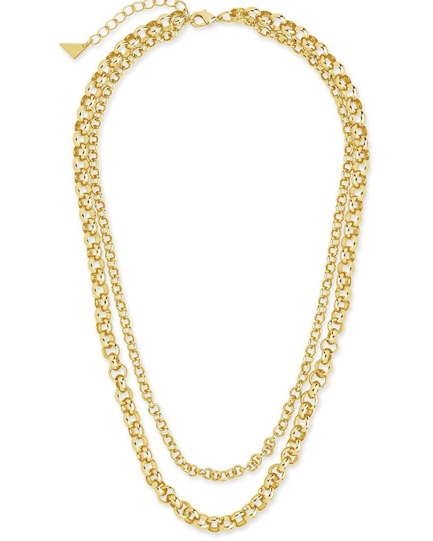 Sterling Forever 14k Plated Bold Layered Rolo Chain Necklace