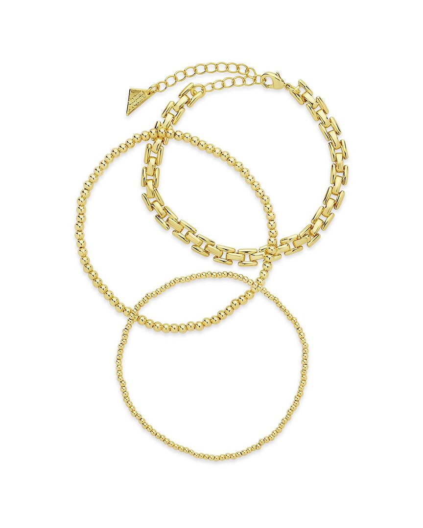 Sterling Forever Link & Bead Bracelet Set Of 3