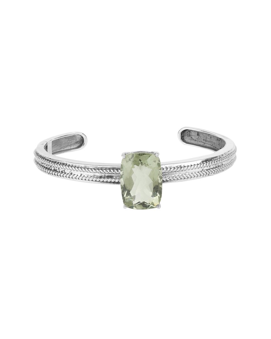Tiramisu 925 Silver 12.5 Cts. Green Amethyst Bracelet In Metallic