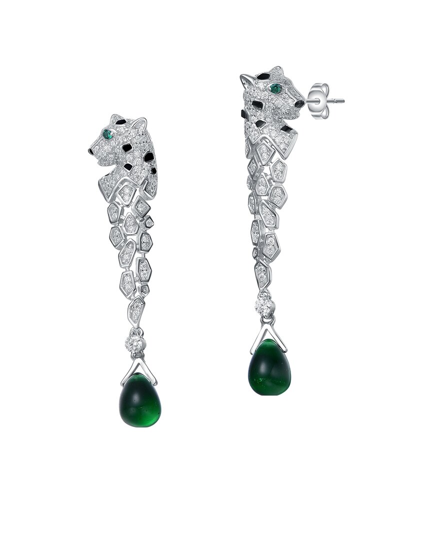 Genevive Silver Cz Fauna Drop Earrings