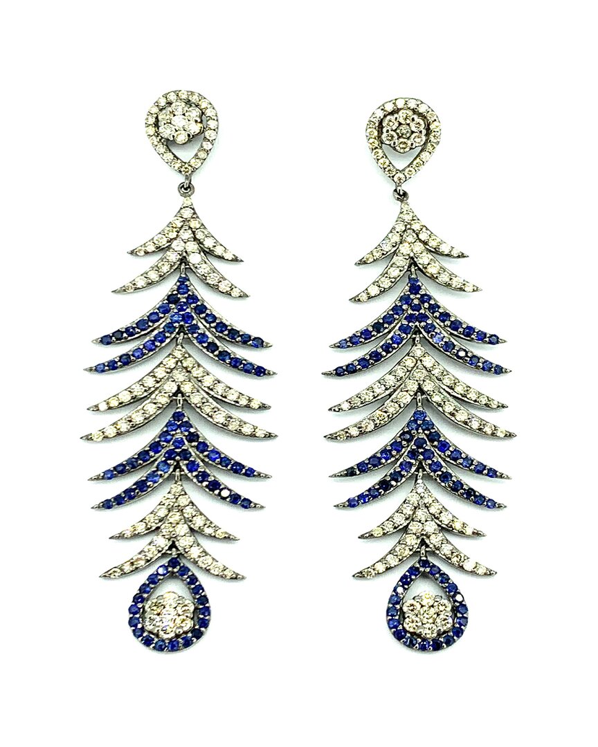 Arthur Marder Fine Jewelry 14k Over Silver 7.80 Ct. Tw. Diamond & Sapphire Earrings