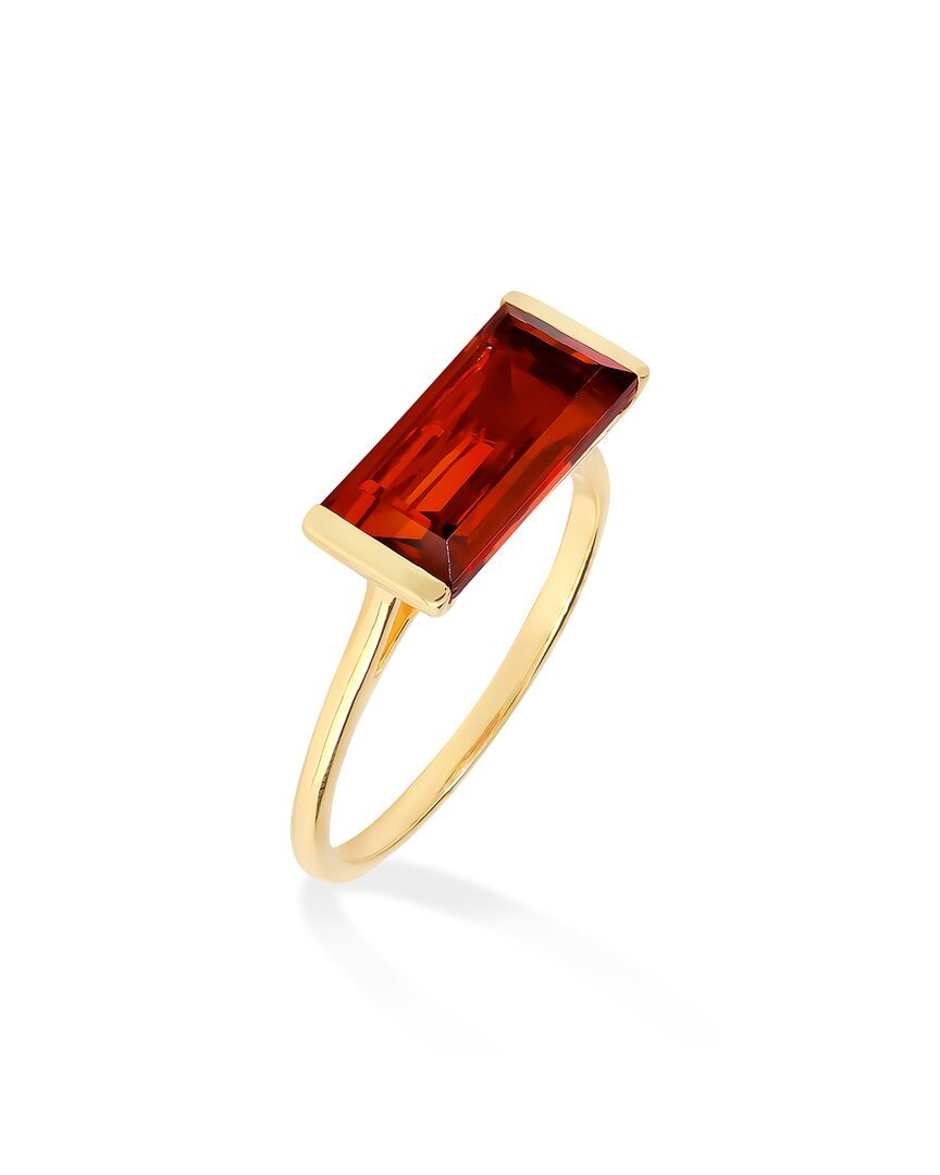 Tiramisu 14k Over Silver 3.13 Ct. Tw. Red Doublet Quartz Solitaire Ring In Gold