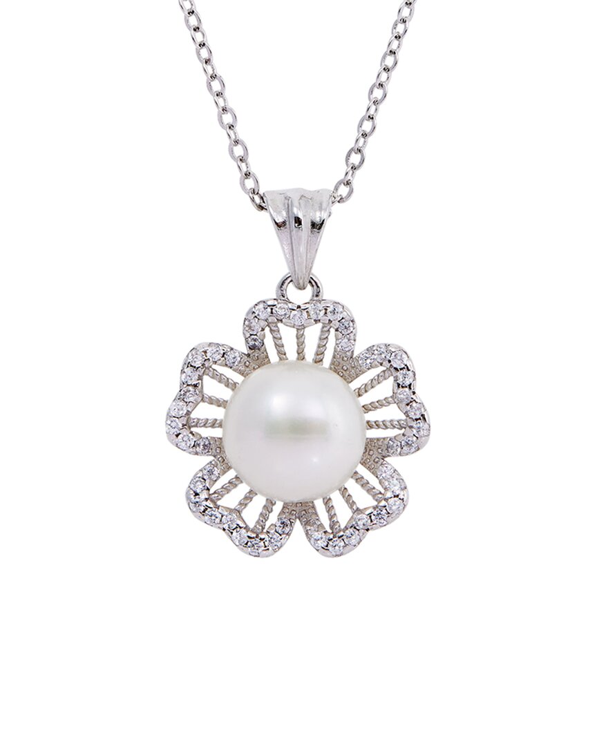 Savvy Cie Silver 9mmmm Pearl Drop Pendant In Metallic