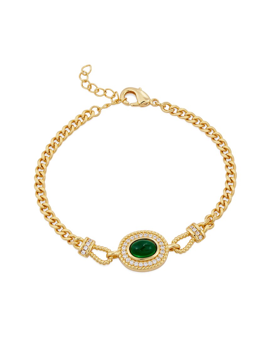 Savvy Cie 18k Vermeil Lab-created Emerald Bracelet In Gold