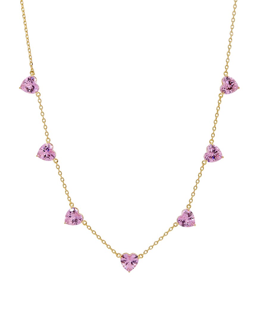 Savvy Cie 18k Plated Cz Heart Necklace In Purple