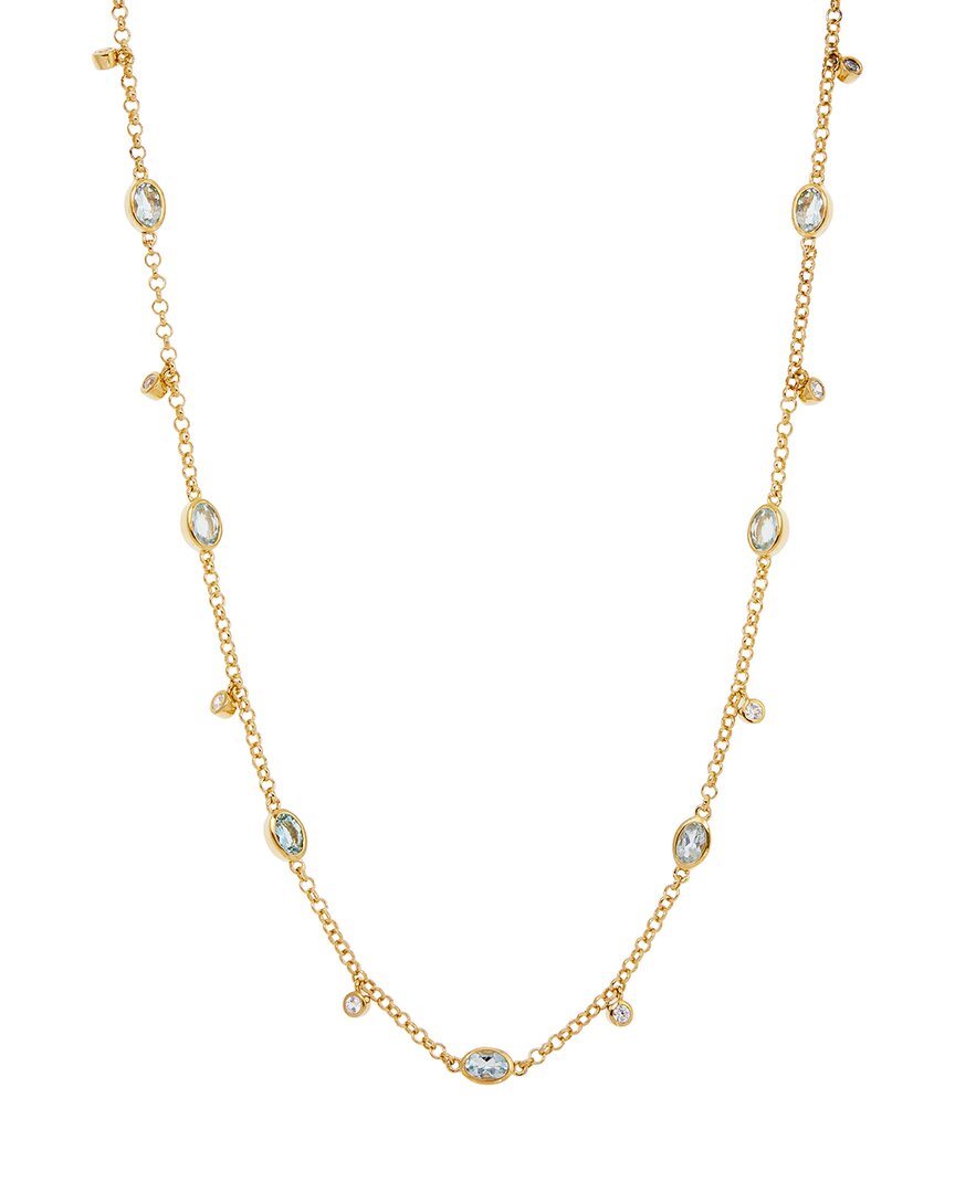 Savvy Cie 18k Vermeil Aquamarine Necklace In Gold