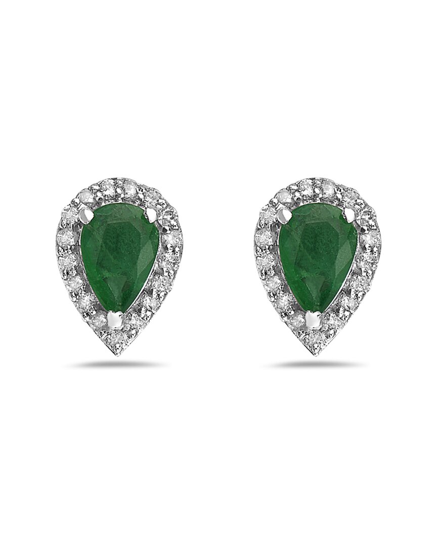 Forever Creations Usa Inc. Signature Collection 14k 0.99 Ct. Tw. Diamond & Emerald Drop Studs