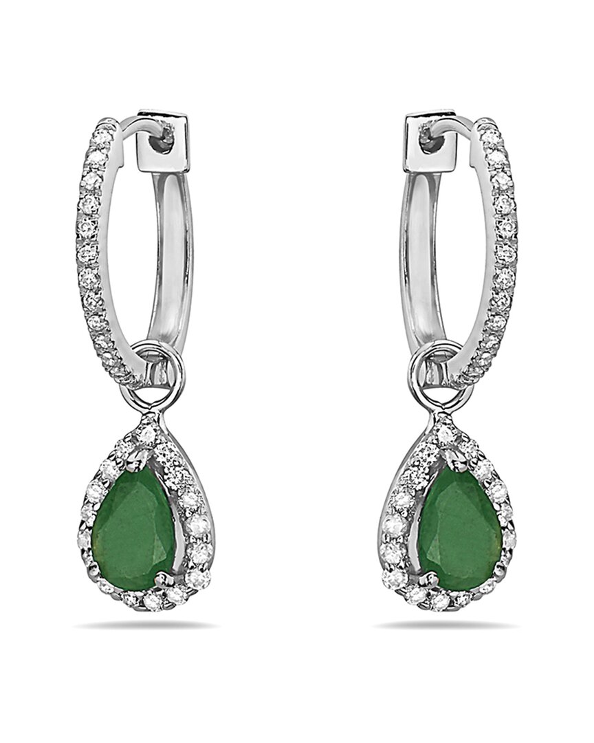 Forever Creations Usa Inc. Signature Collection 14k 1.06 Ct. Tw. Diamond & Emerald Mini Huggie Hoops