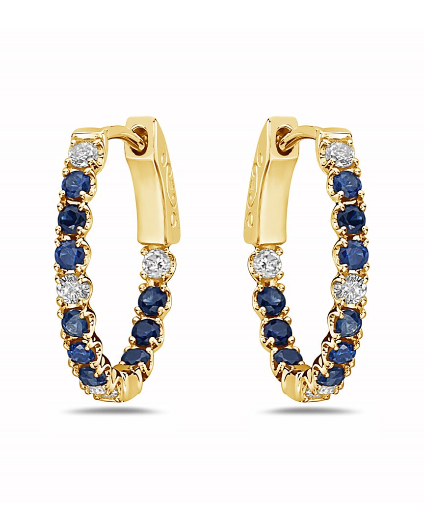 Forever Creations Usa Inc. Signature Collection 14k 1.10 Ct. Tw. Diamond & Sapphire Mini Hoops