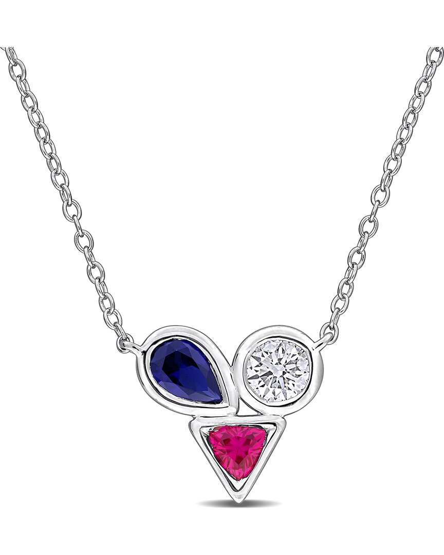 Rina Limor 3/4ct Tgw Created Ruby Created Blue Sapphire 1/3ct In Metallic