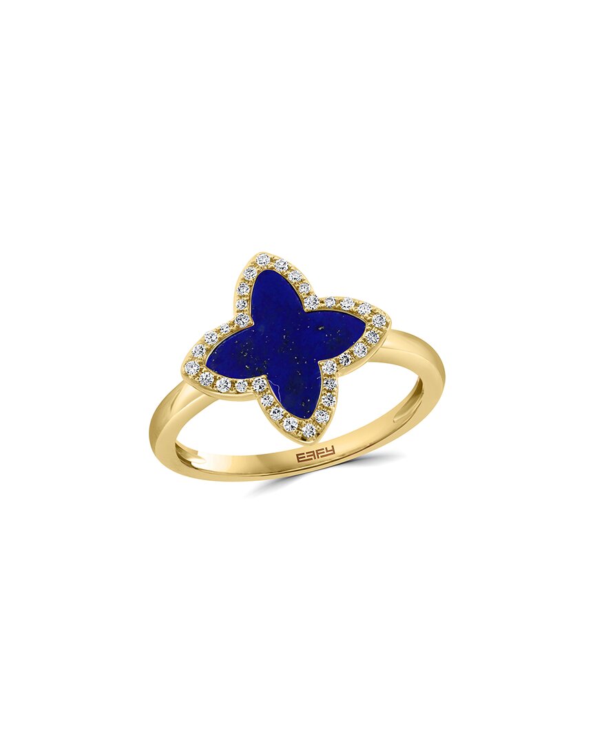 Effy Fine Jewelry 14k 1.21 Ct. Tw. Diamond & Lapis Lazuli Ring In Blue