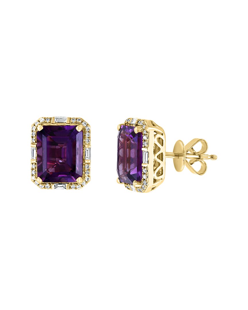Effy Fine Jewelry 14k 5.77 Ct. Tw. Diamond & Amethyst Earring In Purple