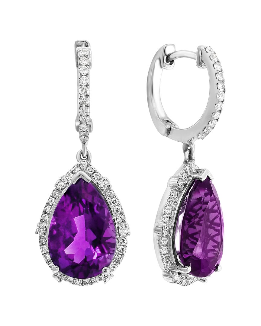 Effy Fine Jewelry 14k 6.75 Ct. Tw. Diamond & Amethyst Earring In Purple