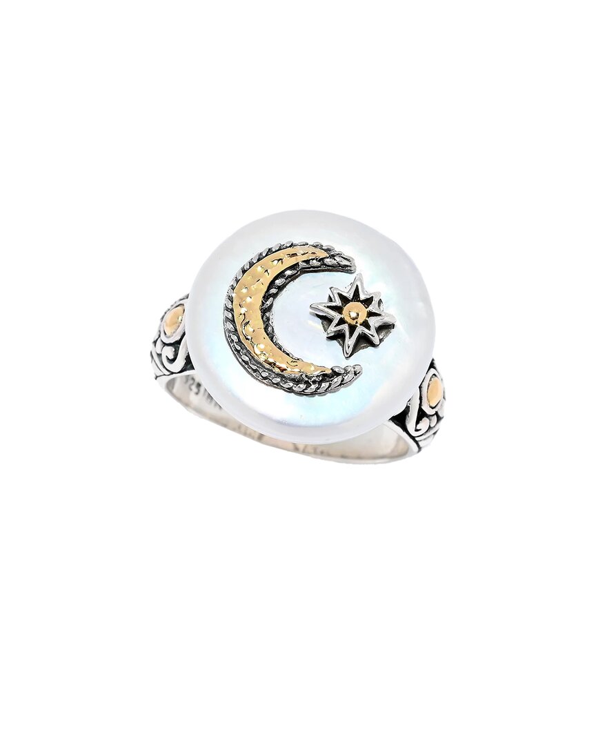 Samuel B. 18k & Silver Pearl Moon & Star Motif Ring