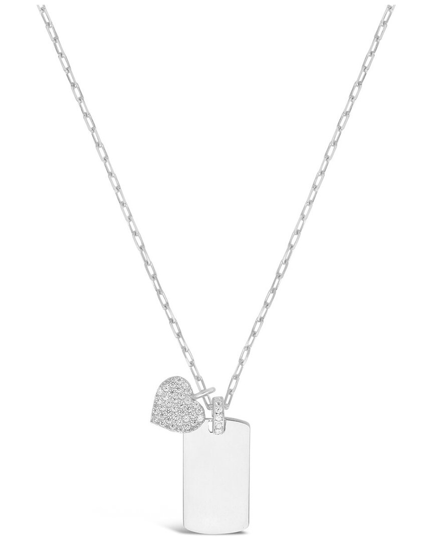Shop Sterling Forever Silver Cz Tag & Heart Pendant Necklace