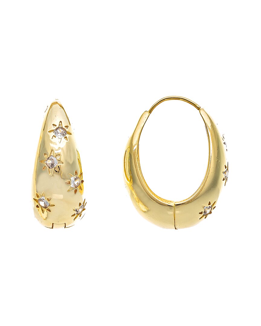 Rivka Friedman 18k Plated Cz Starburst Graduated Huggie Earrings