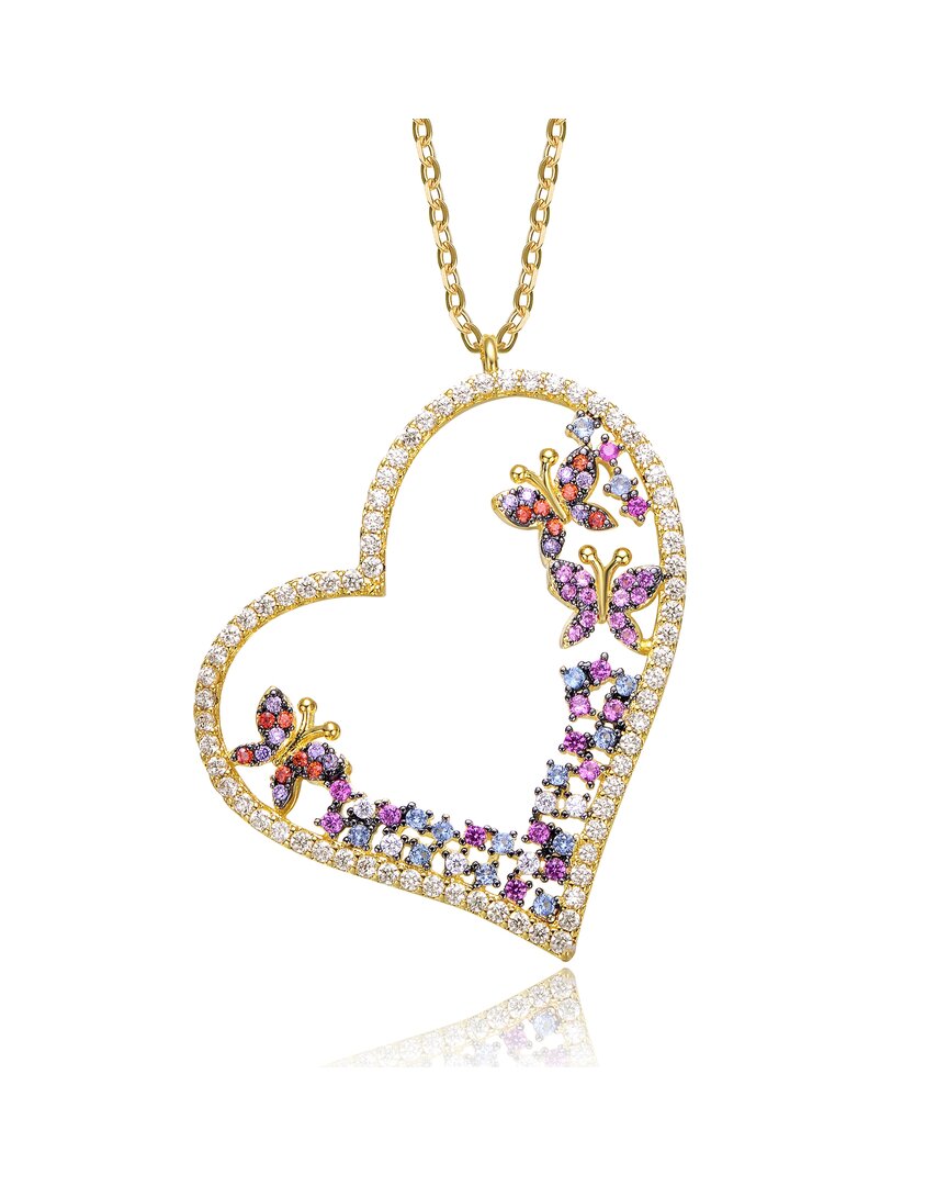 Genevive 14k Plated Cz Heart Necklace