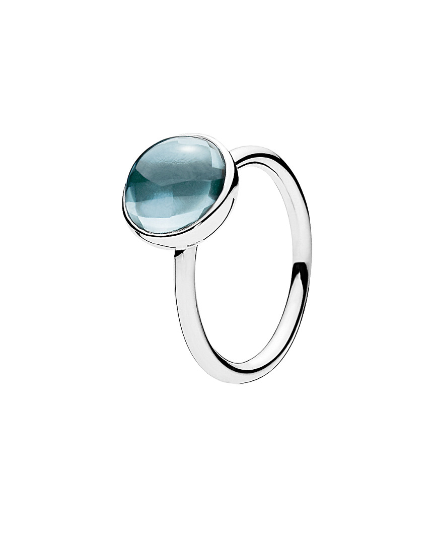 Pandora Silver & Aqua Blue Crystal Poetic Droplet Ring
