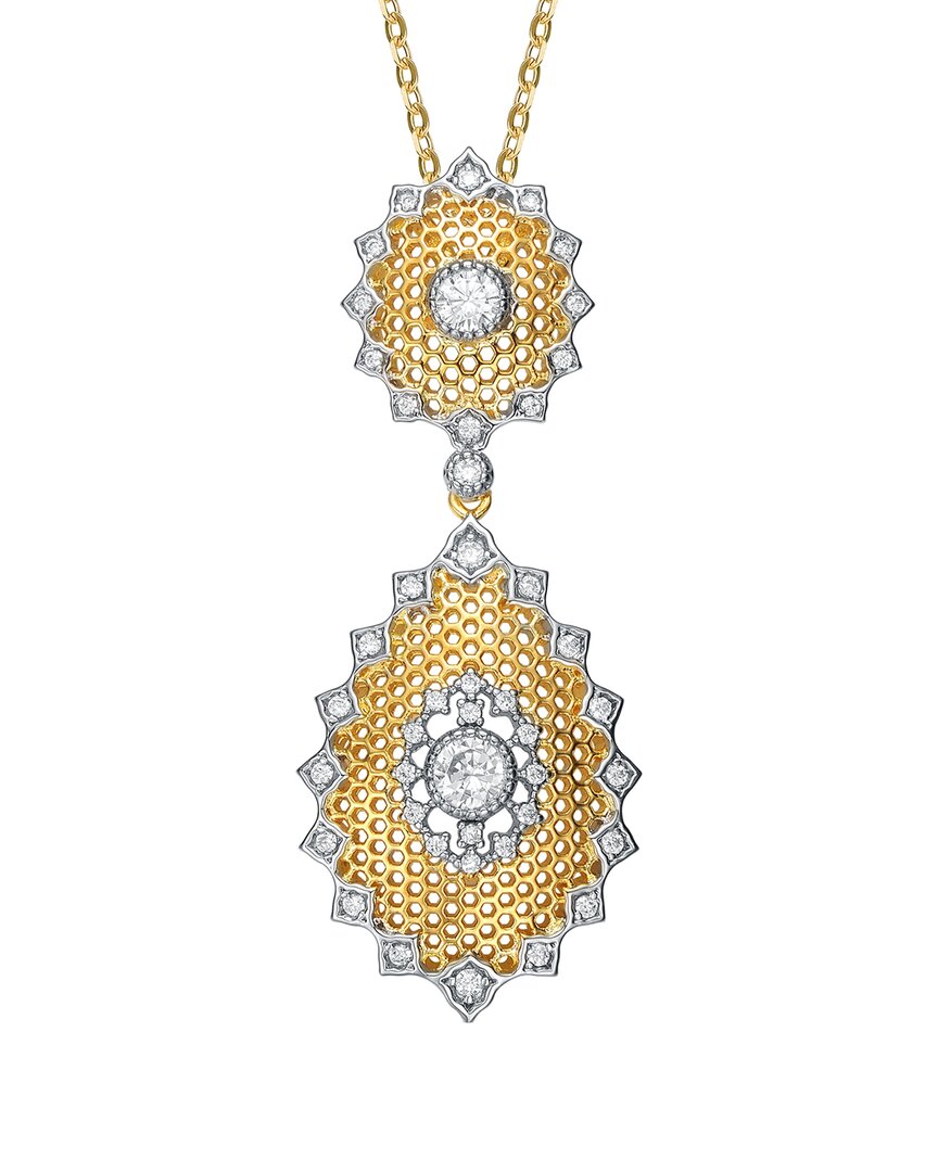 Rachel Glauber Two-tone Plated Cz Necklace