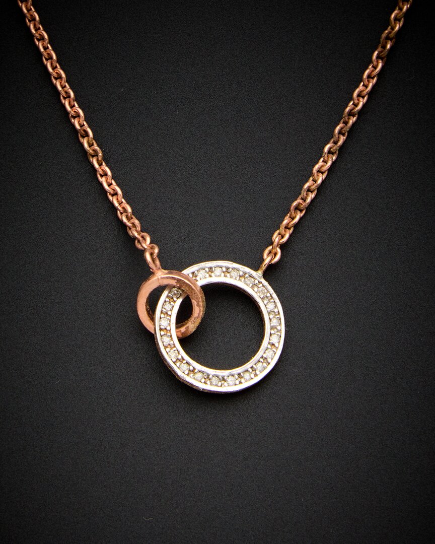 Italian Gold Over Silver 18k 0.20 Ct. Tw. Diamond Necklace In Rose Gold
